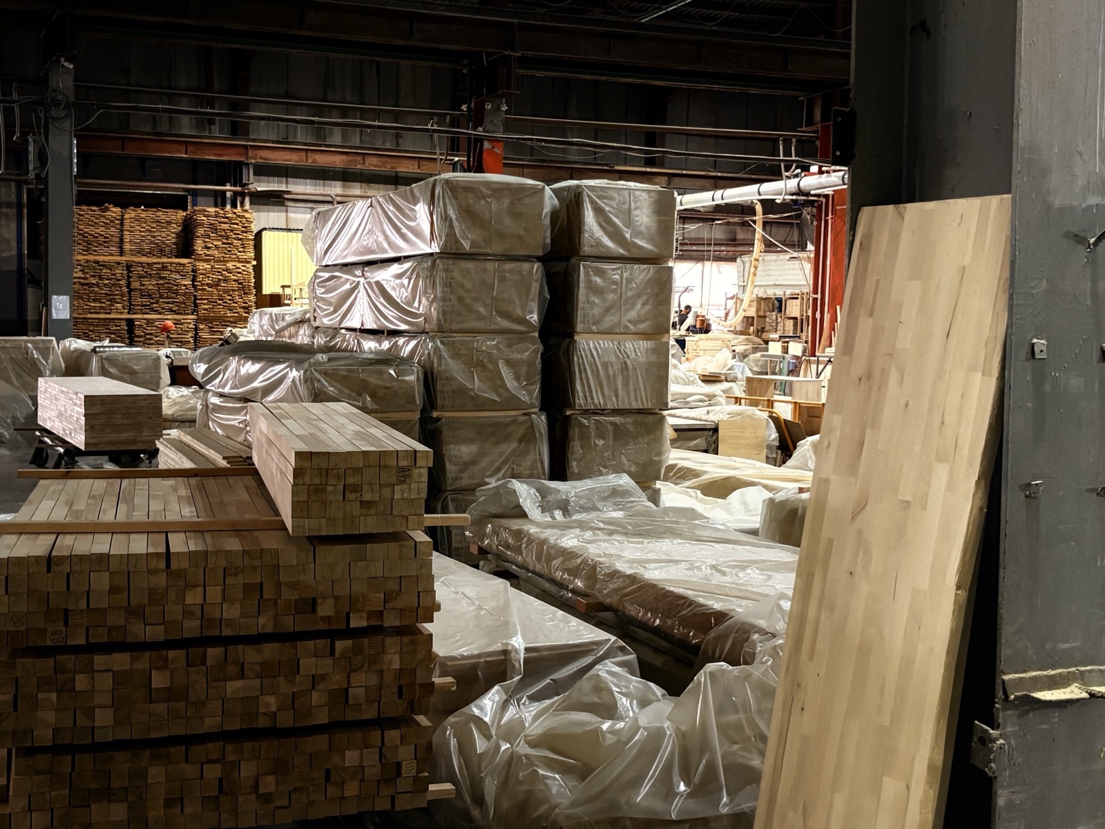 Birch panels at factory